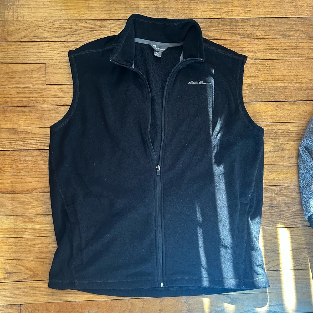 Eddie Bauer Full Zip Polartec Fleece Vest Black Men's Size L